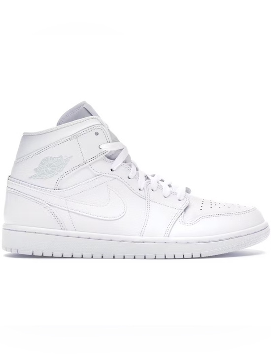 Jordan Other - Jordan 1 triple White Mid-Top Leather Sneaker  shoe athletic retro men 8.5
